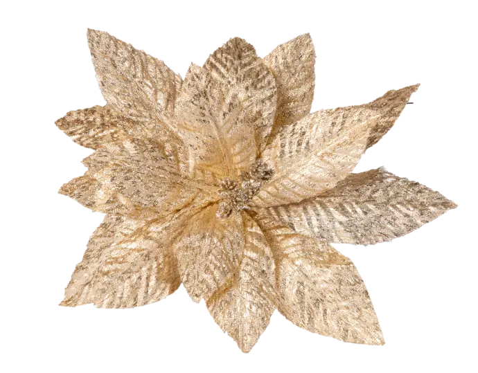 Fleur de poinsettia dorée décorative