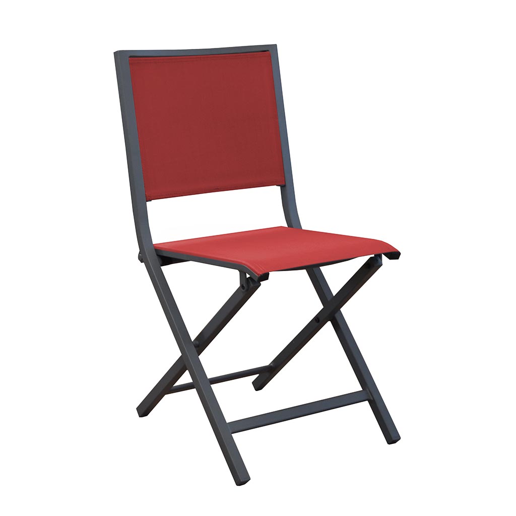 Chaise pliante ida gris/rouge en aluminium PROLOISIRS 