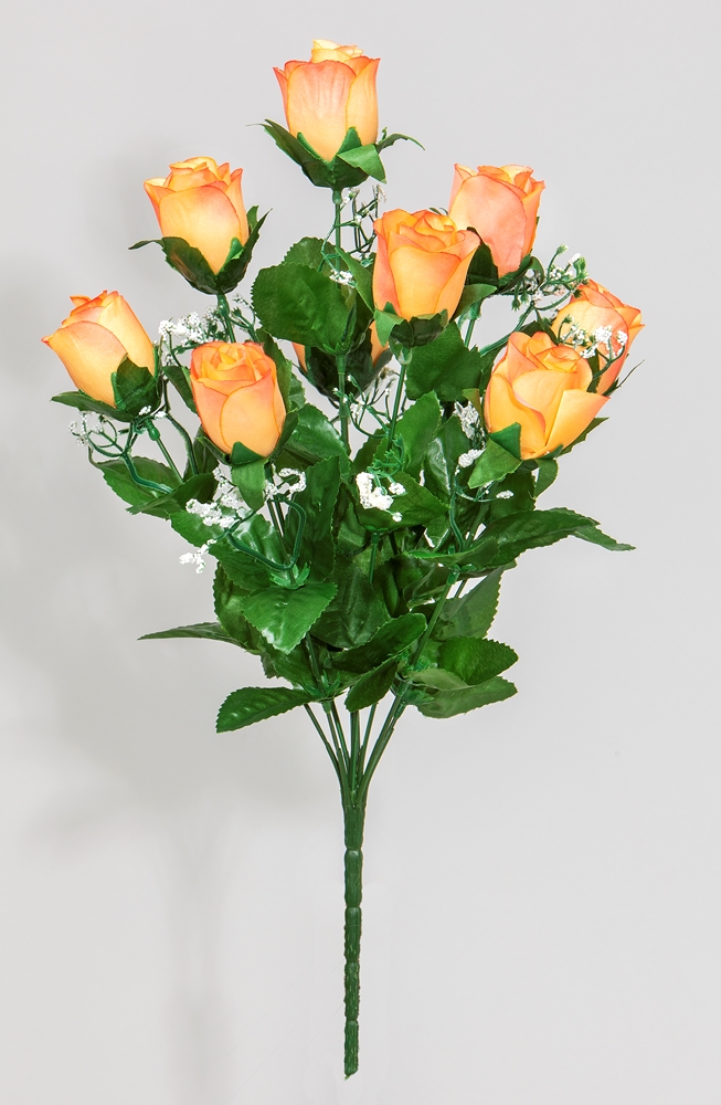 Bouquet de 9 boutons de roses et gypsophile