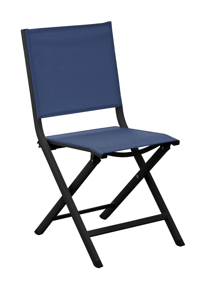 Chaise pliable théma graphite/bleu PROLOISIRS