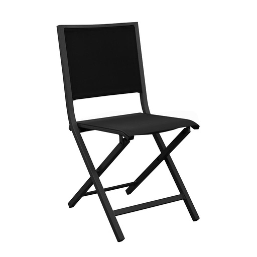 [30-003MYB] Chaise ida pliante grahite/noir en aluminium PROLOISIRS