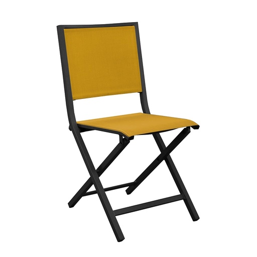 [30-003MYC] Chaise ida pliante aluminium graphite/moutarde PROLOISIRS