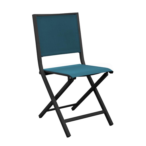 [30-003MYD] Chaise pliante ida graphite/bleu en aluminium PROLOISIRS 