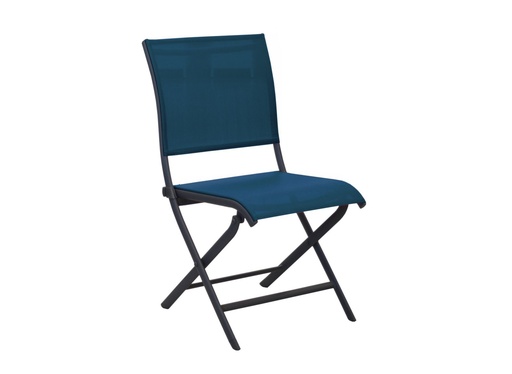 [30-003MO1] Chaise pliable élégance graphite/bleu PROLOISIRS