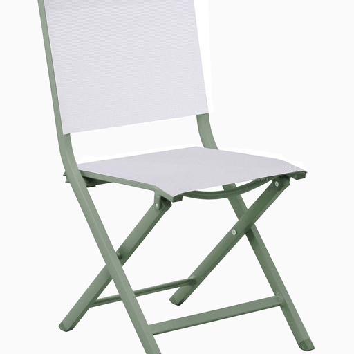 [30-004ENF] Chaise pliable théma amande/blanc chiné PROLOISIRS