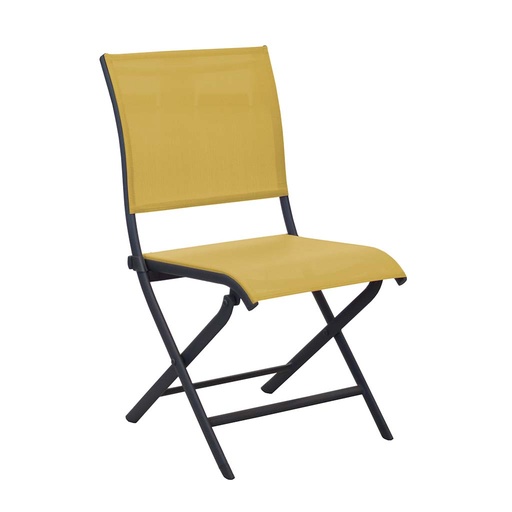 [30-004ENK] Chaise pliable élégance graphite/moutarde PROLOISIRS