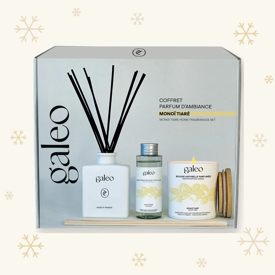 Coffret parfum d’ambiance Galeo avec diffuseur, recharge et bougie