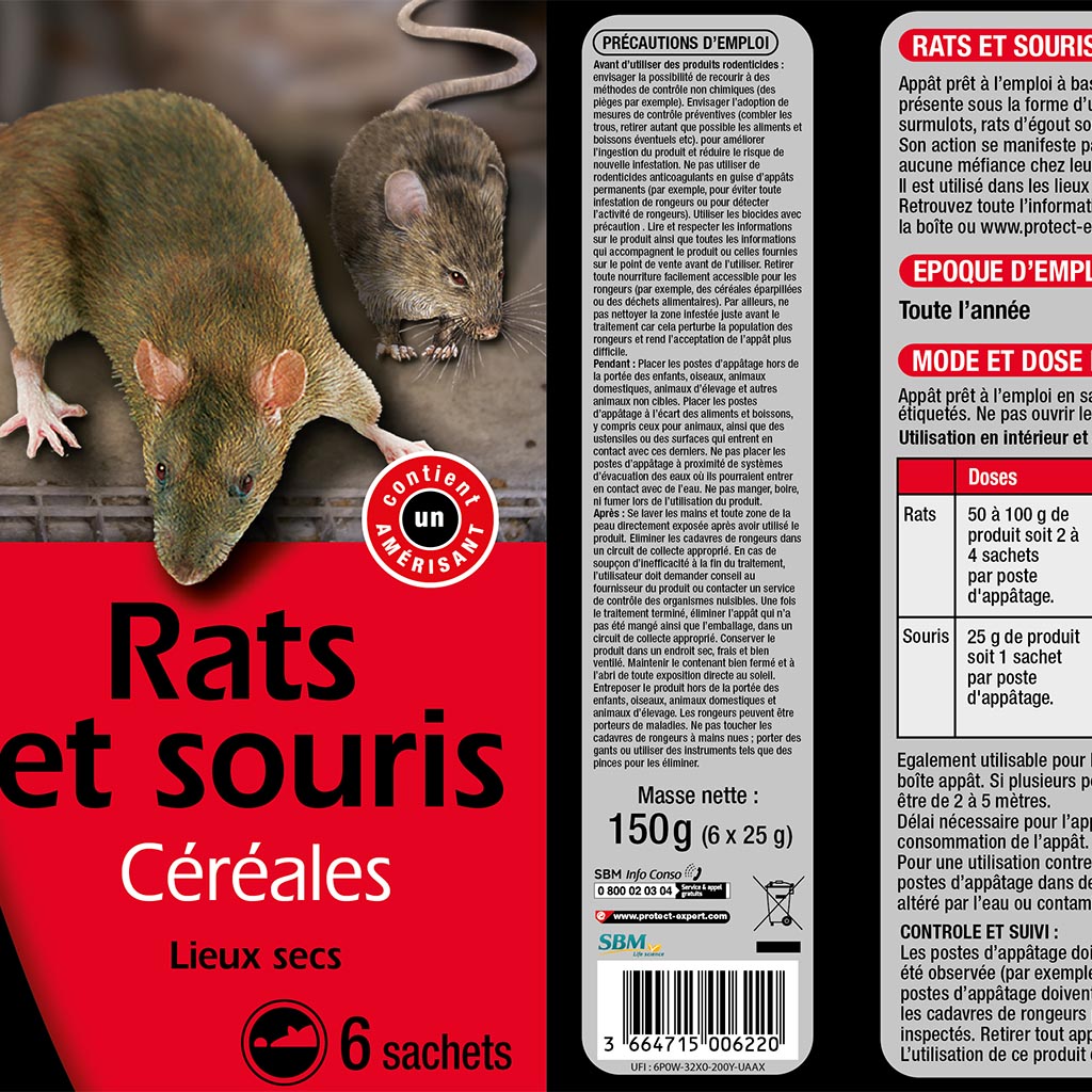 Appâts pour rats & souris - céréales PROTECT EXPERT