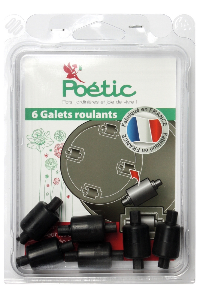 Blister De 6 Galets Roulants POETIC - L18,5cm x l13,5cm x H3cm