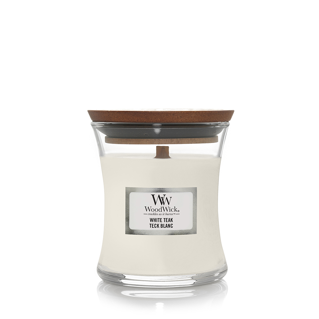 Bougie jarre teck blanc WOODWICK - Moyen modèle