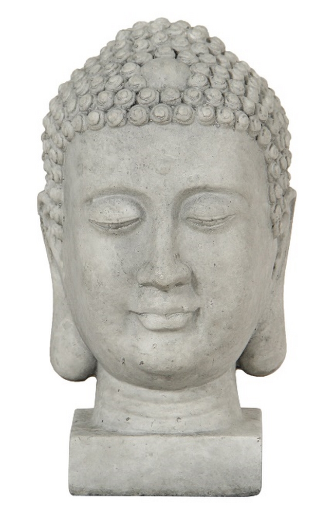 Tête Bouddha Lao - 38cm Cendre