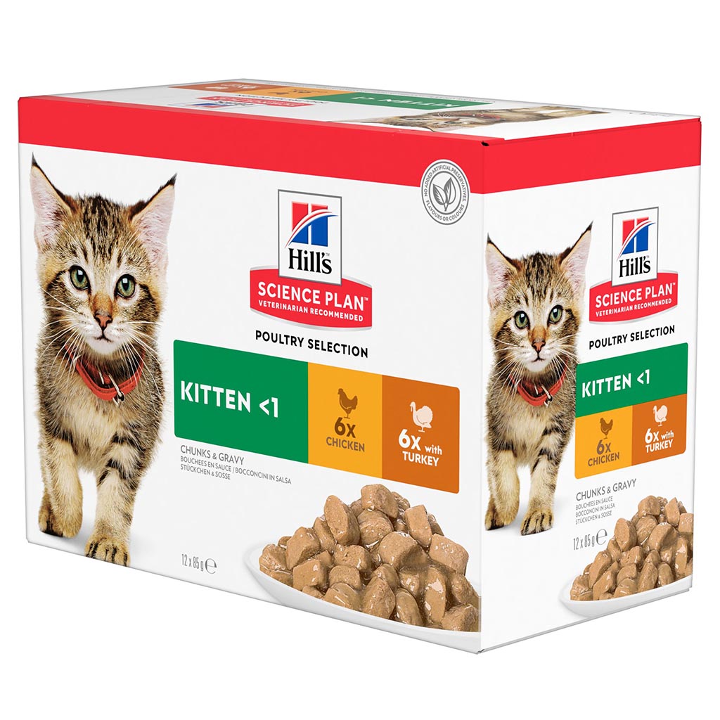 Feline Kitten Pack mixte Sachet Repas Poulet Dinde 12x85g