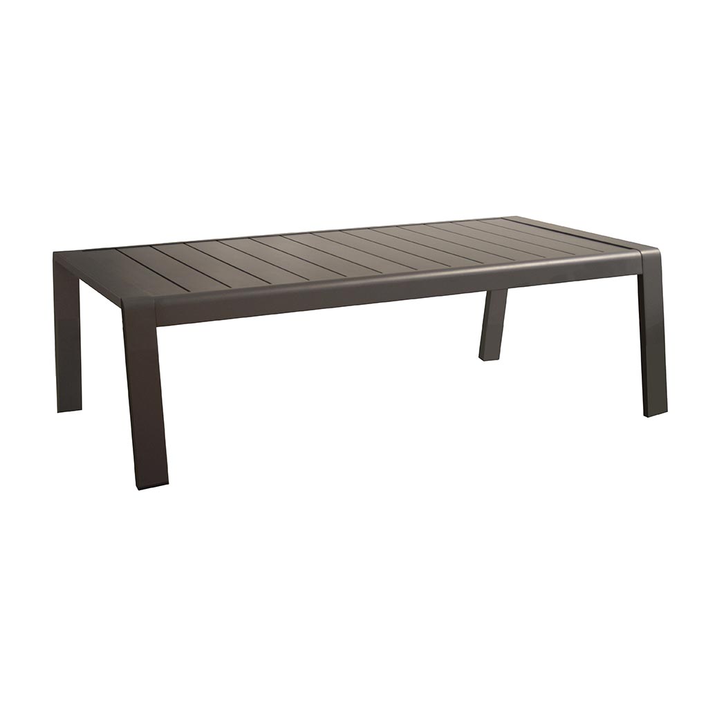 Table confort aluminium/lattes grises PROLOISIRS - 90cmx60cm