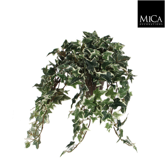 Lierre vert panaché en pot stan gris - Plante artificielle MICA DÉCORATIONS