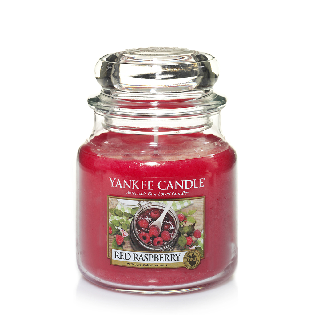 Bougie jarre framboise rouge YANKEE CANDLE - Moyen modèle