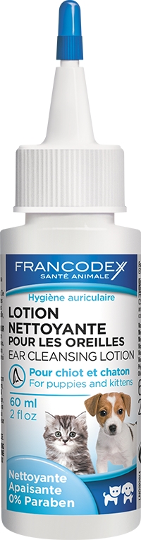 Lotion nettoyante pour oreilles chiot et chaton FRANCODEX - 60 ml