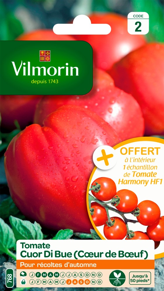 Graines de tomate coeur de bœuf + échantillon harmony hf1 VILMORIN