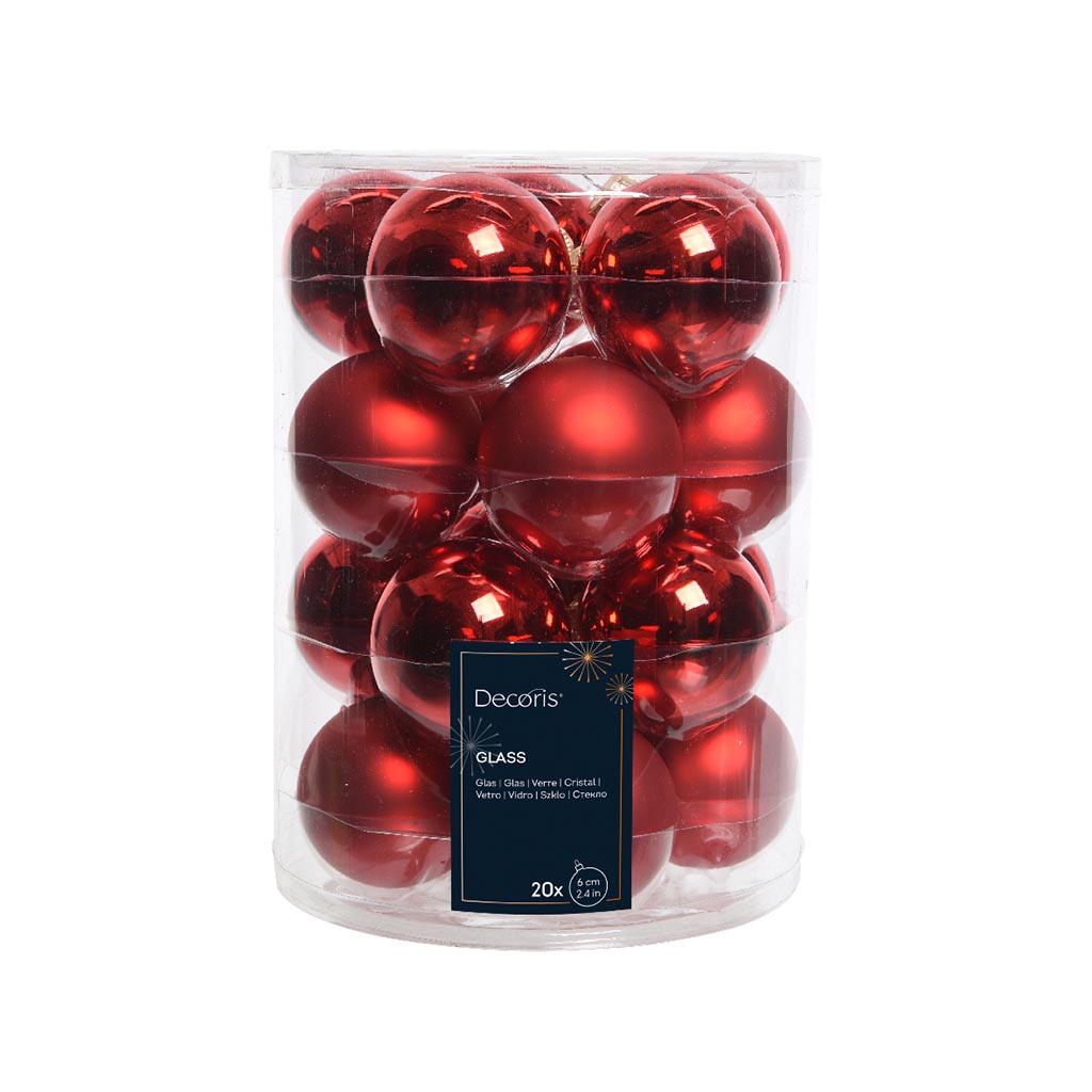 Boules en verre rouge Noël - 20 pièces