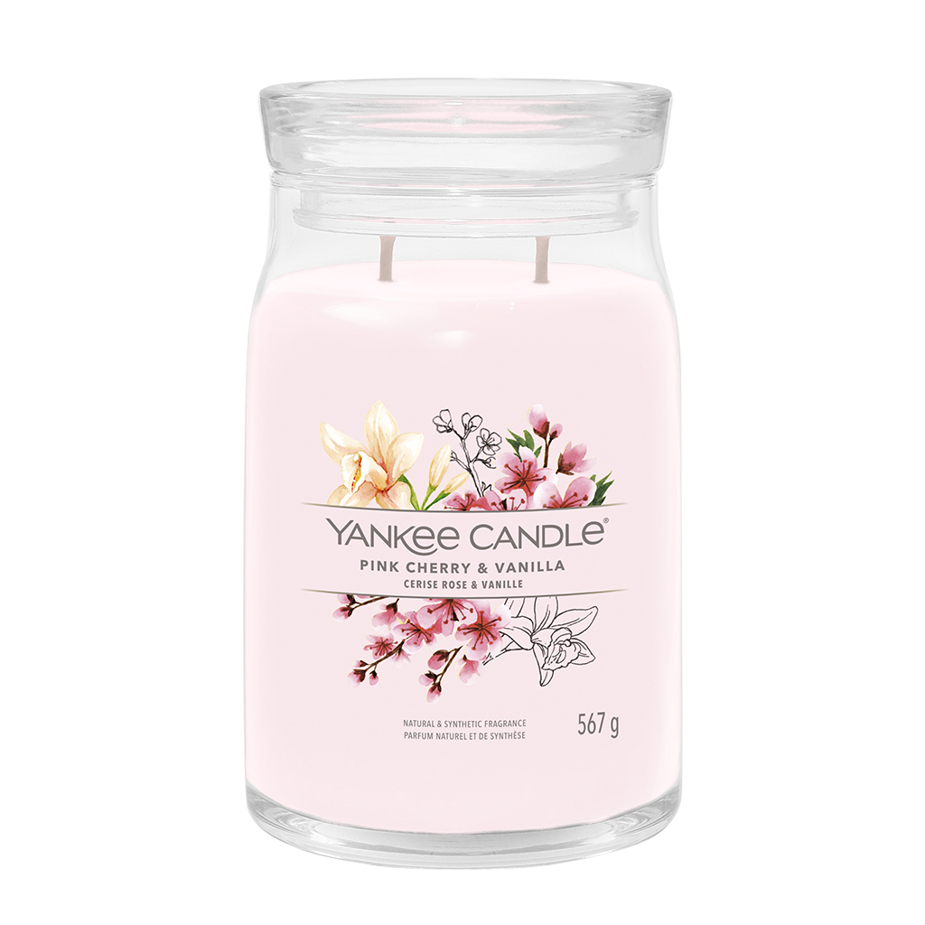 Bougie jarre cerise rose & vanille YANKEE CANDLE - Grand modèle