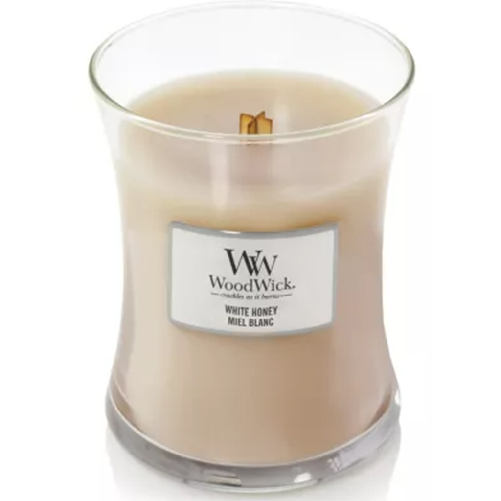 Bougie jarre miel blanc WOODWICK - Moyen modèle 