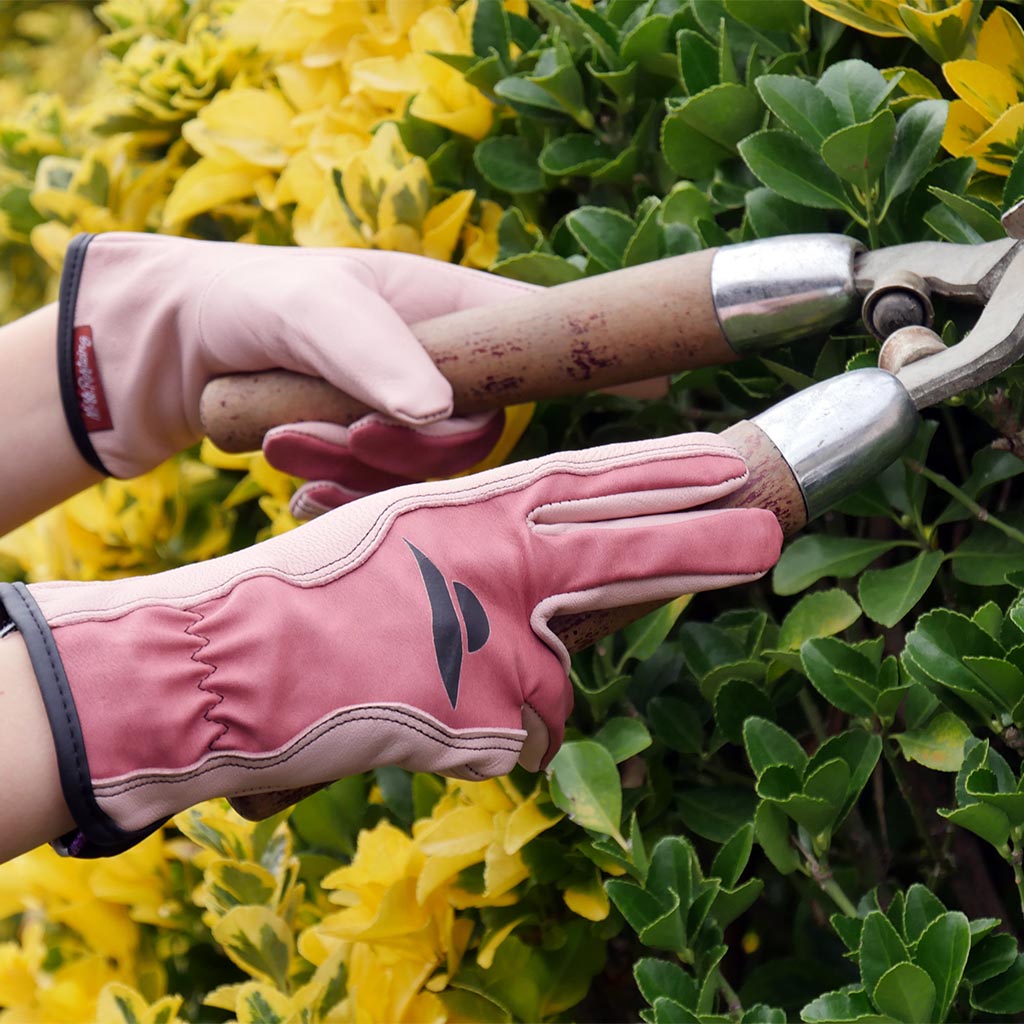 Gants garden en cuir rose pour plantation ROSTAING - T6