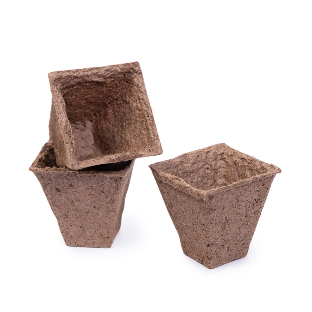 36 pots biodégradables carrés VILLAVERDE - 8cmx8cm