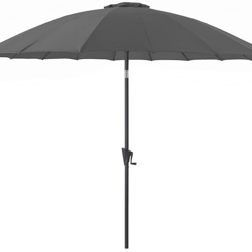 [31-002OJP] Parasol gris en fibre pagode inclinable avec manivelle PROLOISIRS - 300cm