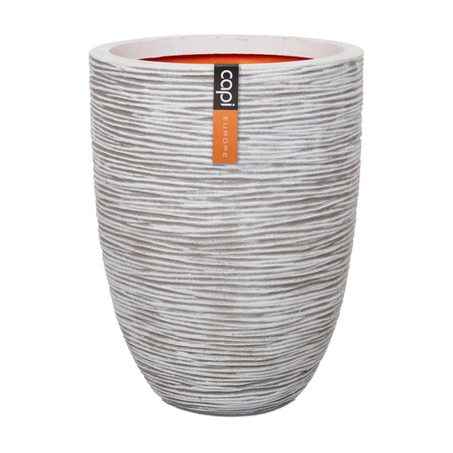 [3S-003HBV] Vase élégant bas Rib NL CAPI - ivoire 46x58  Ø23cm