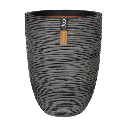 [3S-003HBW] Vase élégant bas Rib NL CAPI - anthracite 36x47  Ø17cm