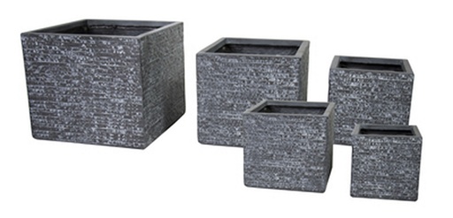 [1-003NL6] Pot cubi fibre utah graphite - l20cm x H22cm
