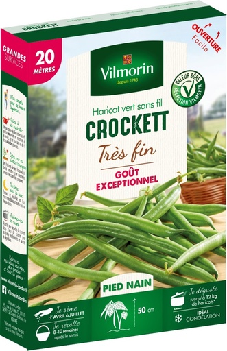 [48-003P85] Graines d'haricot nain vert crockett VILMORIN - 20m