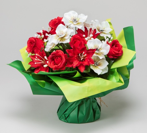 [4I-003Q6S] Bouquet bulle lesté roses, dalhias et anémones