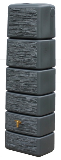 [3V-003Z6I] Cuve Slim Stone Decor Gris Granite Murale 300 L. Robinet PE Imit. Laiton