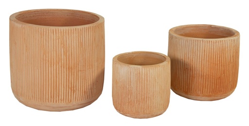 [1-004406] Pot whitewash cylinder vertical rib - Ø22cm x H24cm