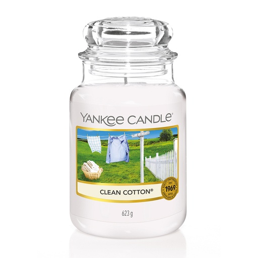 [23-0002IR] Bougie jarre coton frais YANKEE CANDLE - Grand modèle