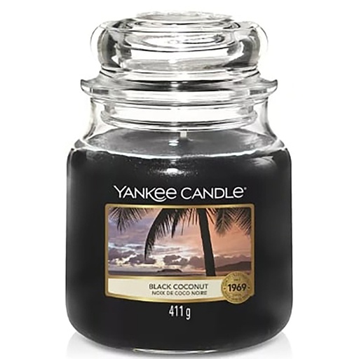 [23-0002OW] Bougie jarre noix de coco noire YANKEE CANDLE - Moyen modèle