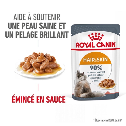 [2G-000X52] Bouchées en Sauce Chat Adulte Poil terne/Peau Sensible ROYAL CANIN - 12x85g