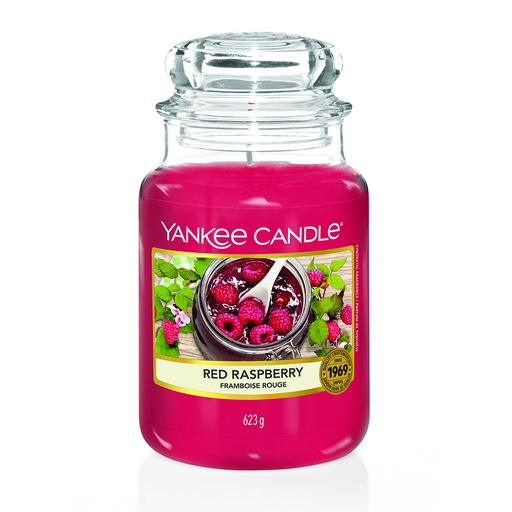 [23-0003CK] Bougie jarre framboise rouge YANKEE CANDLE - Grand modèle