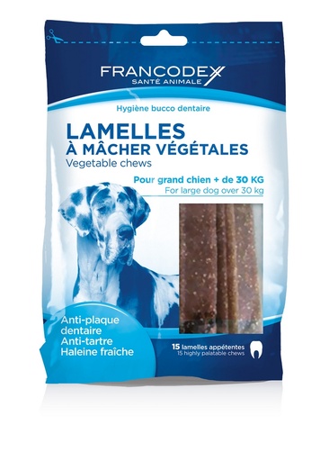 [2S-0012U8] Lamelle réduction plaque dentaire grand chien FRANCODEX - 490g