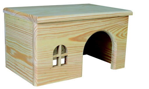 [1R-0016O9] Maisonnette en bois pour cochons d'Ind TRIXIE - 28 x 16 x 18 cm