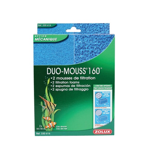 [1Y-00193O] Mousse de filtration Duo mouss 160 ZOLUX