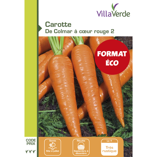 [48-001NA7] Graines de carotte colmar à cœur rouge VILLAVERDE