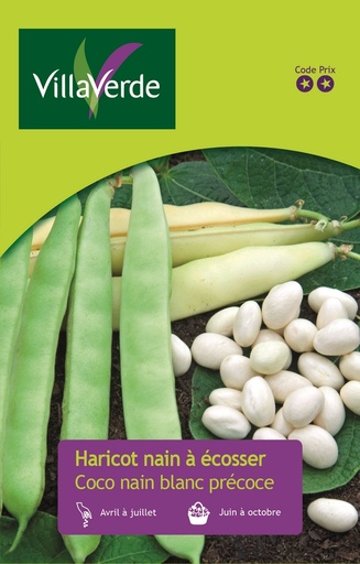 [48-001NAR] Graines d'haricot nain à écosser coco nain blanc précoce VILLAVERDE