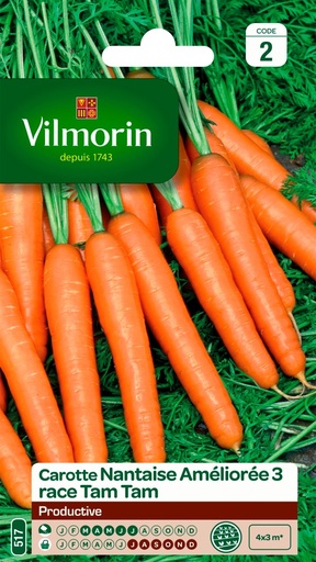 [48-001NC0] Graines de carotte nantaise améliorée 3 race tam tam VILMORIN