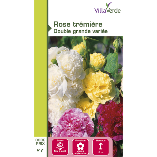 [3C-001OYV] Graines de fleurs rose trémière double grande variée VILLAVERDE