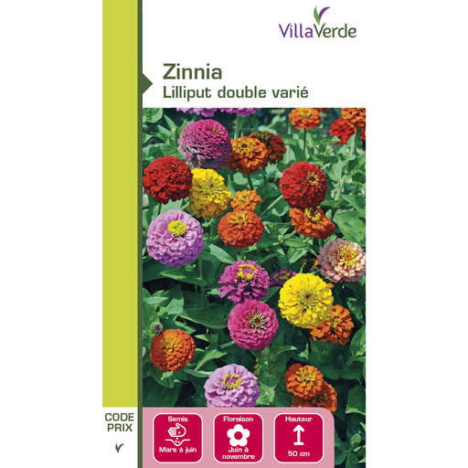 [3C-001OZ3] Graines de fleurs zinnia lilliput double varié VILLAVERDE