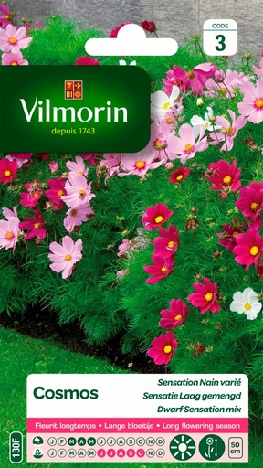 [3C-001P18] Graines de fleurs cosmos sensation nain varié VILMORIN