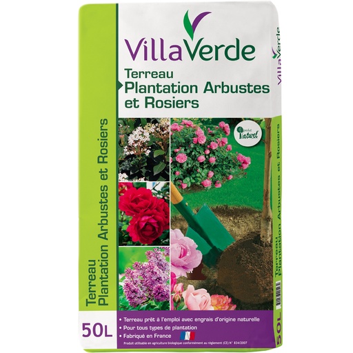 [W-001SUL] Terreau pour plantation d'arbustes & rosiers VILLAVERDE - 50L