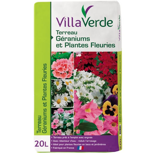 [W-001SUM] Terreau pour géranium & plantes fleuries  VILLAVERDE - 20L