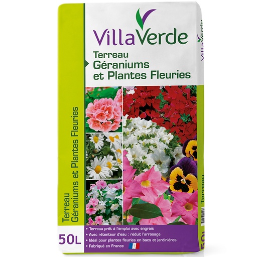 [W-001SUN] Terreau géranium & plantes fleuries  VILLAVERDE - 50L